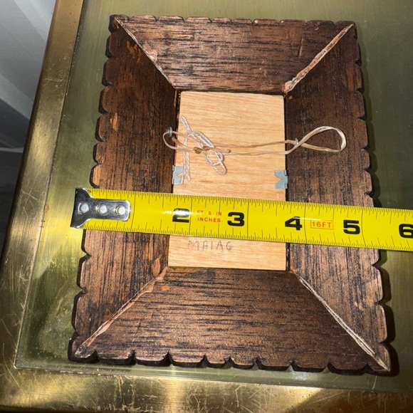 Antique Cuzco Peru Spanish Colonial Angel On Hand Carved Wood Frame Small - Picture 6 of 7